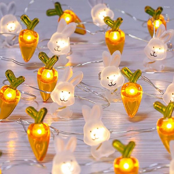 Party bevorzugt 1M 10LED Osterschnur leichte Karotten Chick Eggs Fee Garland Happy Dekoration für Heimkinder Geschenk 2024