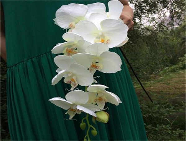 10 pezzi di branco fiore di fiore di fiore di fiore di fiore decorativo Fallo Finole decorativo Fallo Fallo Flower per matrimoni a casa Phalaenopsis artificiale