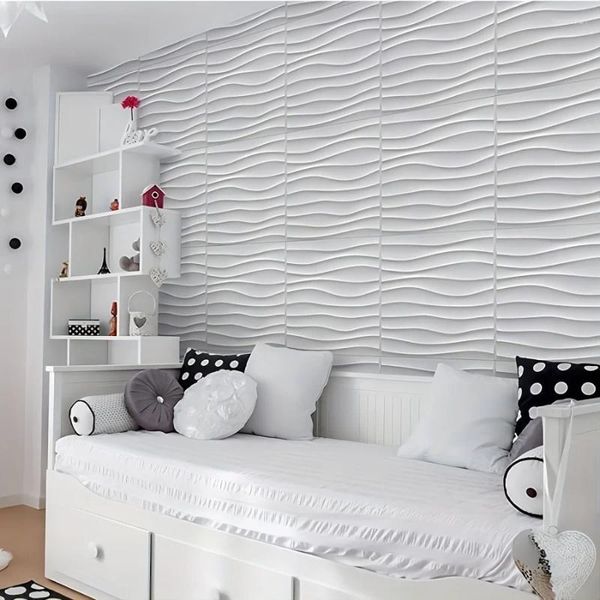 Papéis de parede 12pcs 30x30cm 3d painéis de parede de PVC texturizados painel à prova d'água para a cozinha sala de estar no corredor do banheiro decoração de dormitório domiciliar