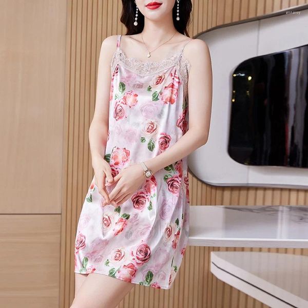 Vestidos casuais 2024 moda vestido de verão craw renda sexy feminino roupas floral camisole veste elegante pijama vintage mini