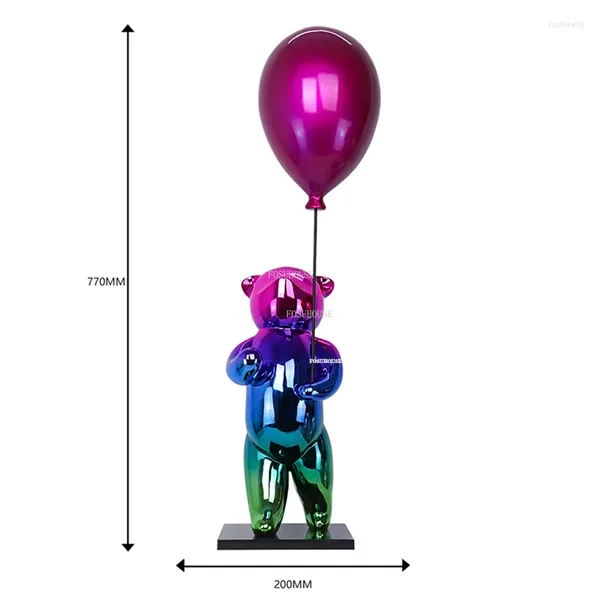 Figurine decorative Nordic Cartoon Bear Balloon Sculture Ornament Decorazione per la casa moderne Creative Sales Office Soggiorno Statue