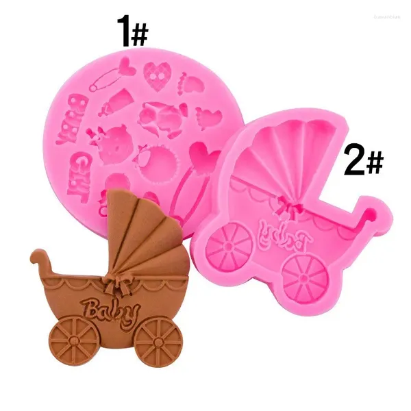 Moldes de cozimento carrinho de bebê Baby Toy Silicone Bolo Feet Biscoit Chocolate Mold 17-95