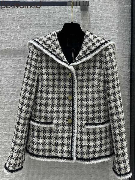 Damenjacken Mode Runway Herbst direkt Barrel Casual Jacket Sailor Collar Lose Multi -Knopf Langarm