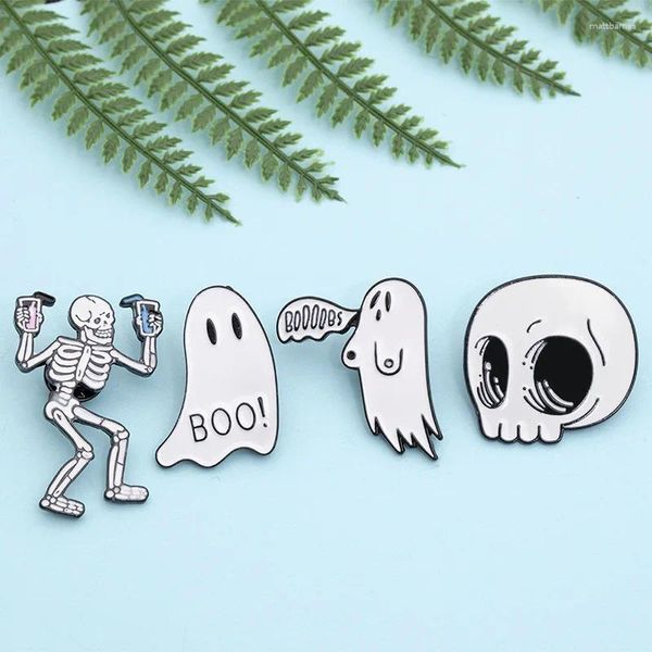 Broches Halloween Ghost and Monster Series Cartoon Emblem Skull Skeleleton Oil de queda de broche