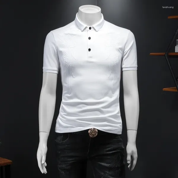 Мужская половая рубашка Polos Great Designer Brand Clothing 2024 с тяжелой ремесленной вышивкой