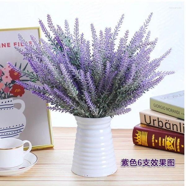 Dekorative Blumen 1/3Bundle Artificial Provence Plastik Lavendel Hochzeitsvase für Wohnkultur Getreide Weihnachten falsche Pflanze