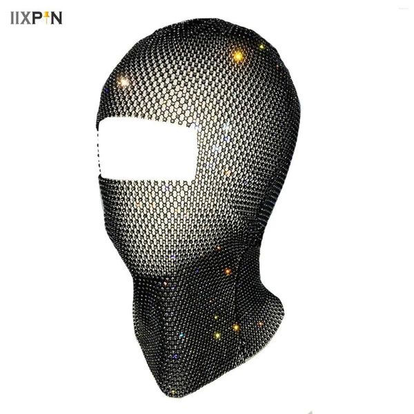 FESTIMENTO DE FESTO Y2K Balaclava Adulto Strocumentos brilhantes Hat Hat Turban Hood Mesh Máscara Cabeça de cabeça para o festival de dance music festival de música