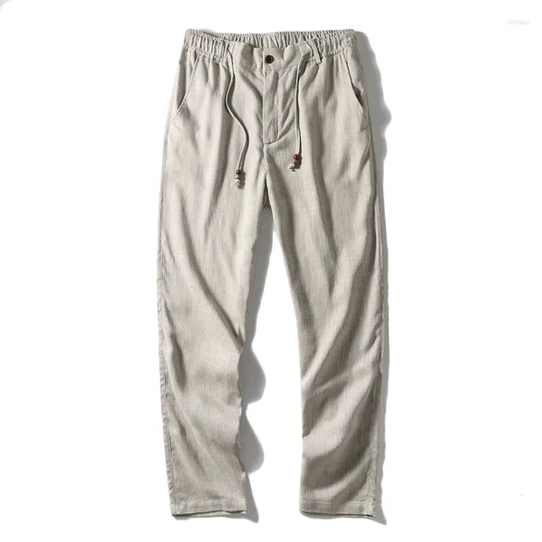 Pantaloni da uomo 2024 lino naturale!Confortevole fresco e antibatterico!Primavera estate sottile gamba dritta traspirante sciolto casual