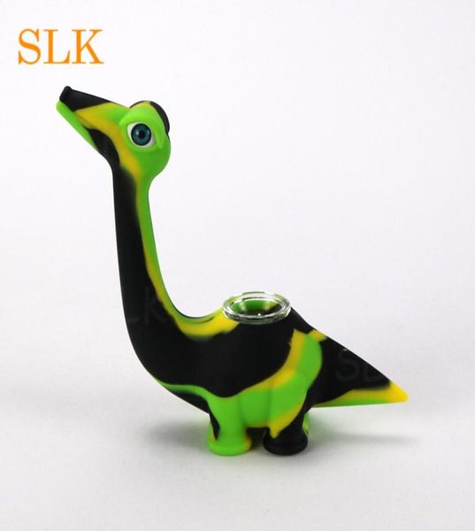 Kit de tubos de fumantes de silicone inquebrável com 2 acessórios Dab Dinosaur Bubbler de dinossauro portátil Novo Arrival2945923