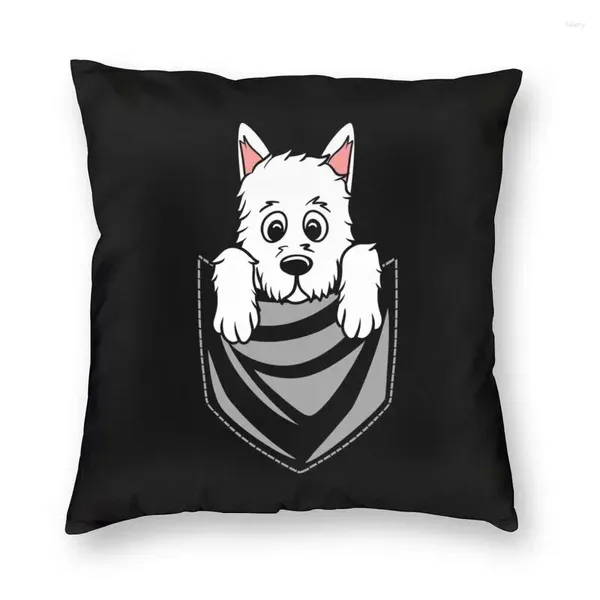 Travesseiro westie peito de bolso de bolso cães sofá casa decorativa no oeste das terrier branco tampa quadrada de cachorro 45x45cm