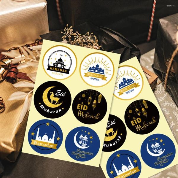 Embrulho de presente 10pcs eid mubarak embalagem selando adesivos caixas de bolsas de doce rótulos para crianças festas de aniversário al-fitr suprimentos diy