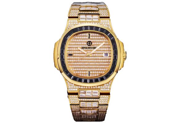 Relógio masculino Relógio de diamante 316L Aço da pulseira de aço 1490 Diamond dobrável fivela 324SC Movimento de corda auto