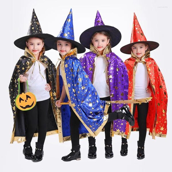 Partyzubehör Pesenar Halloween Cape Kids Masquerade Kostüm Hexe Sechspunkted Star Hat Show Dress Up Set Set