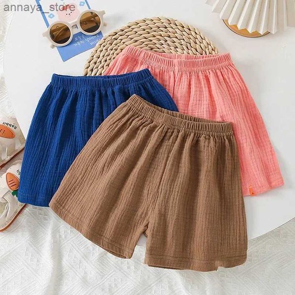 Shorts meninos cor sólidos cor para crianças roupas meninas shorts pão de linho de algodão