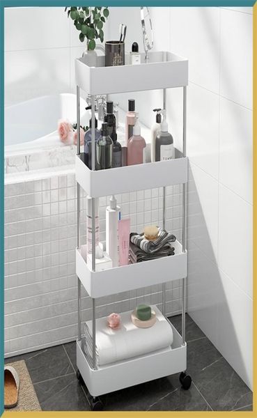 234 Layers Storage Rack Küche Trolley Bewegbares Regal Home Furniture Storag Box Badezimmer Organizer mit Rädern schmaler Schrank 229676973