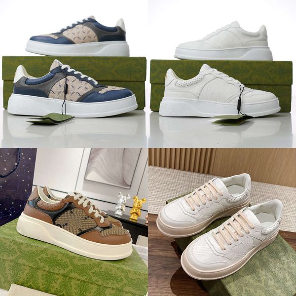 Homens para mulheres Sapatos casuais de alta qualidade, sola grossa mulher altura casual calmous de couro branco estilo biscoito moda tendência de couro esportes tênis tamanhos 36-45