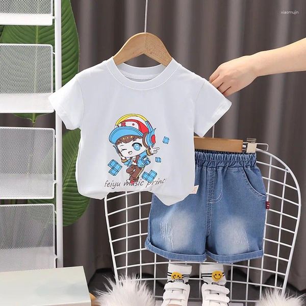 Bekleidungssets 2024 Designer Baby Jungen 18 Monate alte Sommerkleidung für Kinder Mode gedruckte Kurzarm-T-Shirts und Shorts Jungen Outfits Set Set