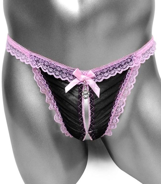 Ruffles in pizzo in pizzo femminuccia mutandine a cavallo aperto da bowknot maschera cerolaio sexy lingerie t sissy maschile mutande maschi g string4303362