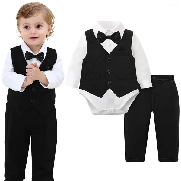 Set di abbigliamento per bambini smoking boys abito infantile per nozze abiti formali abiti da portatore di posa portatore di abbigliamento per feste di compleanno del bambino