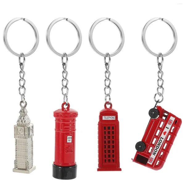 Embrulhe para presentes London Keychains Bus de barramento de dois andares Booth Booth Caixa de correio Big Ben Key Rings Sovenir Gifts Bag Burse Wallet Cellphone ou