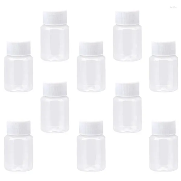 Bottiglie di stoccaggio 30pcs 15ml/20 ml/30 ml/50 ml/100 ml PET PET PET REATORE VUOI VUOCE REAGENTE PER LA POLVERA DI LIBILI SOLIDE