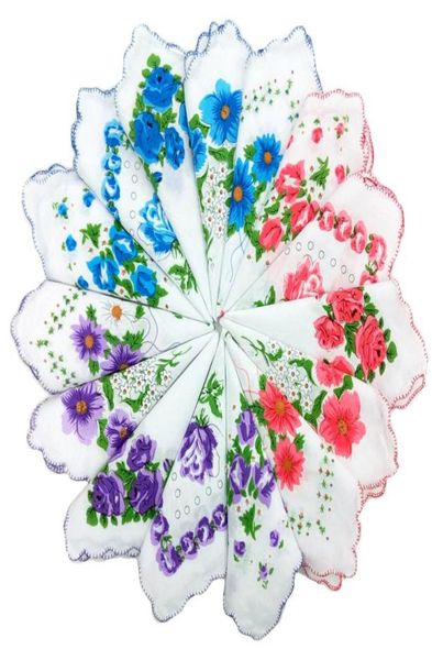 Têxteis domésticos 100 lenço de algodão Cutter Cuttador Lenço Lenço Vintage Vintage Hanky Floral Wedding Handkerchief 3030cm Rand6675654