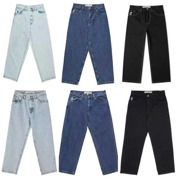 Polar Big Boy Jeans Mens Designer Pants Hip Hop Jorts y2k Брюки Скейт Стрита уличная одежда ретро джинсовая мультипликационная вышива