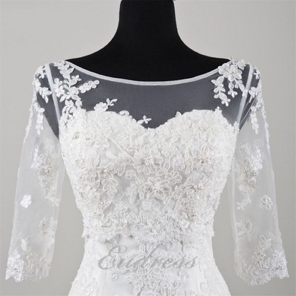 Elegante giacca da sposa a vena da sposa Batesu Maniche lunghe Appliques avvolge guaina da sposa Bolero Giacca di alta qualità su misura per il matrimonio DR 265m