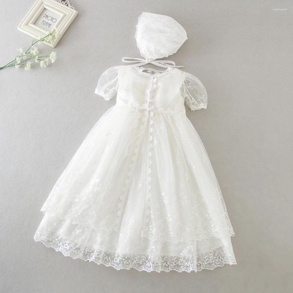 Girl Dresses First Birthday Baby Dress Battesm Kids Abbigliamento in pizzo Princess Party Clocks L74