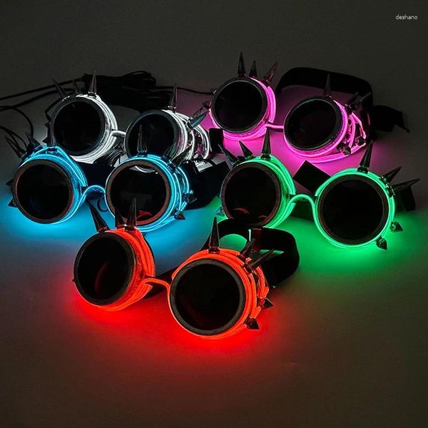 Party -Dekoration Mode LED -Brille El Neon Nieten dunkle Linsen Bunte Lichter glühende Brille für Tanzfestival Halloween Supplie