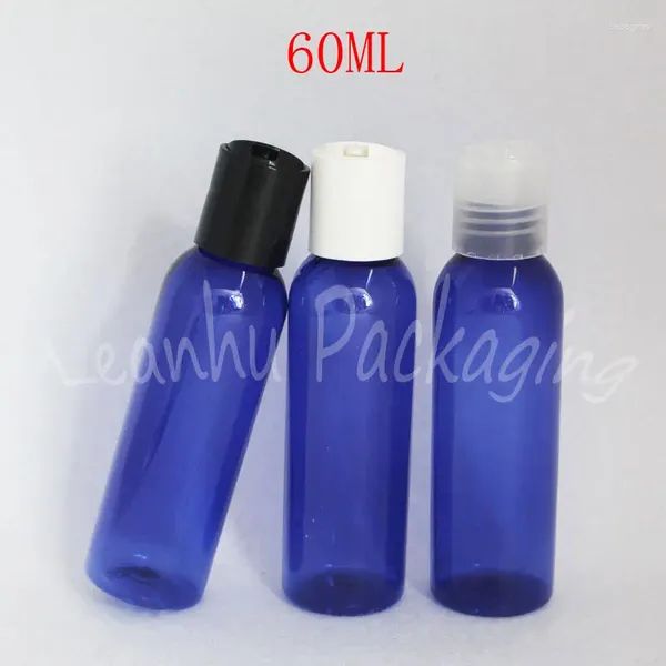 Garrafas de armazenamento 60 ml Blue Blass Bottle Disce Top Tampa 60cc Pacote de contêineres de cosméticos vazios / embalagem de água (50 PC / lote)