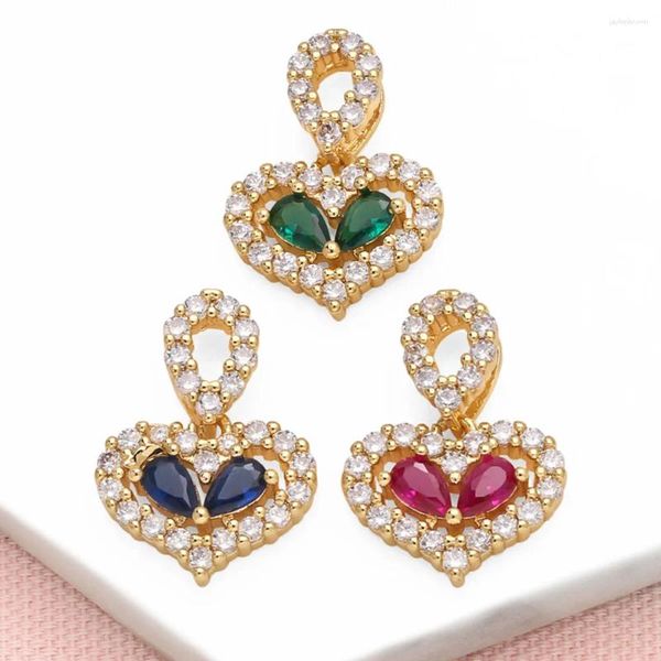Colares pendentes Ocesrio Trendy Multicolor Crystal Water Drop Heart for Copper Gold Bated CZ Jewelry Component PDTB573