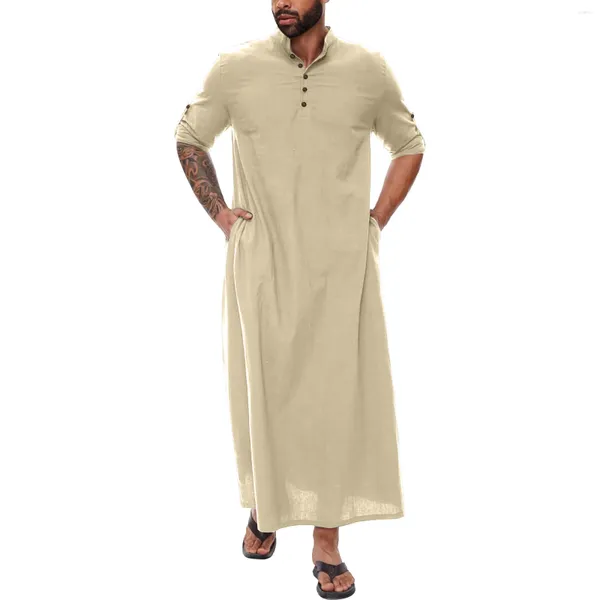 Etnik Giyim Müslüman Cobe Erkekler Jubba Thobe Suudi Arabistan Kaftan Homme Musulman Abaya Kaftan İslam Moda İslam Elbisesi Eid