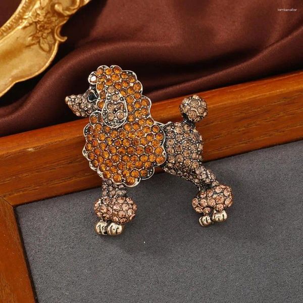 Broschen Welpe Strass -Steinbroschen Schalhut Abzeichen funkelnder Pudelhund Lapel Pin für Mantelkleid Schal süßer Schmuck