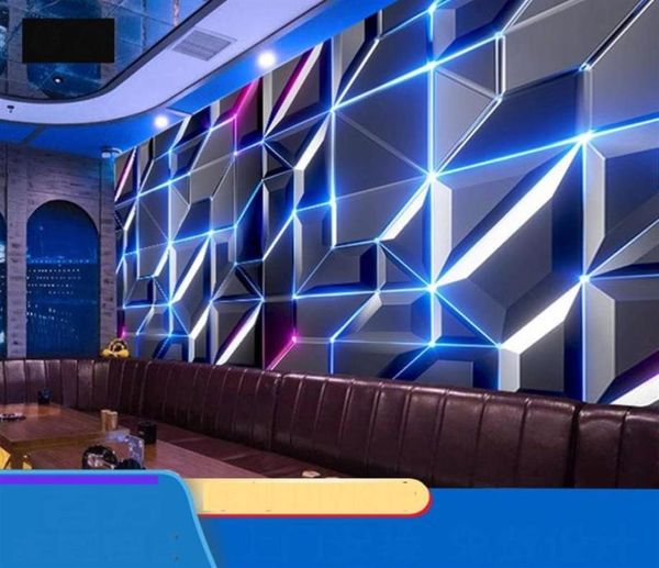 Обои 3D освещение технология освещения KTV Esports El Internet Bar Corpar Wall Comply Cinema Cool Geometric Wallpaper Water8790671