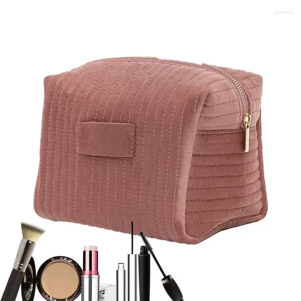 Lagerbeutel Velvet Cosmetics Beutel Top Griff Fahrt Fahrt Pinsel mit großer Kapazität Wildleder Make -up Eitelkeitsfall E für Zubehör täglich Toilettenartikel