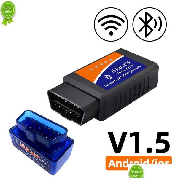 Ferramentas de diagnóstico Novo Scanner OBD2 ELM327 Código do detector de carros Tool V1.5 WiFi Bluetooth OBD 2 para iOS Android Repair Deli.