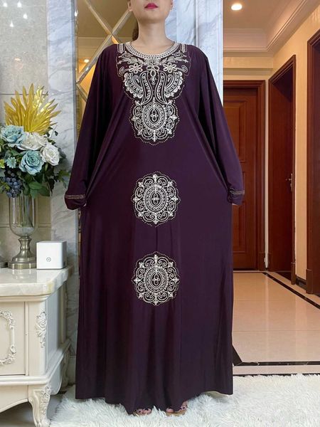 Roupas étnicas 2023 Dubai elegante e preto abaya Oração longa vestido SLVE para mulheres islâmicas muçulmanas Roupas de strass de strol