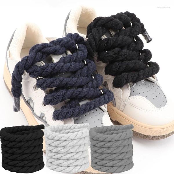Ayakkabı Parçaları 2pcs 120-140cm kalınlıkta pamuklu çizgi dokuma bükülmüş ipi cesur ayakkabı bağları kadın erkek spor ayakkabılar alçak tepeli bağcıklar diziler