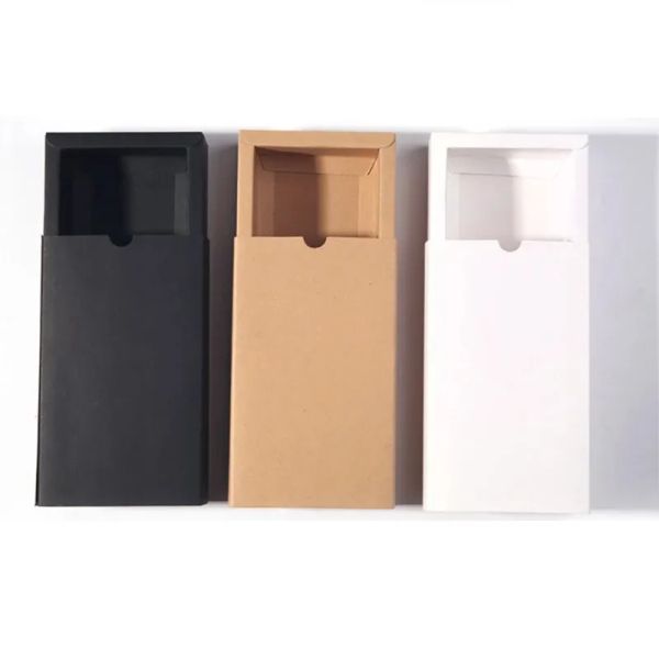 Scatole regalo eleganti eleganti per cassetti di carta kraft nera con imballaggio di cartone per interni bianchi per i biscotti per baby shower per matrimoni ZZ ZZ