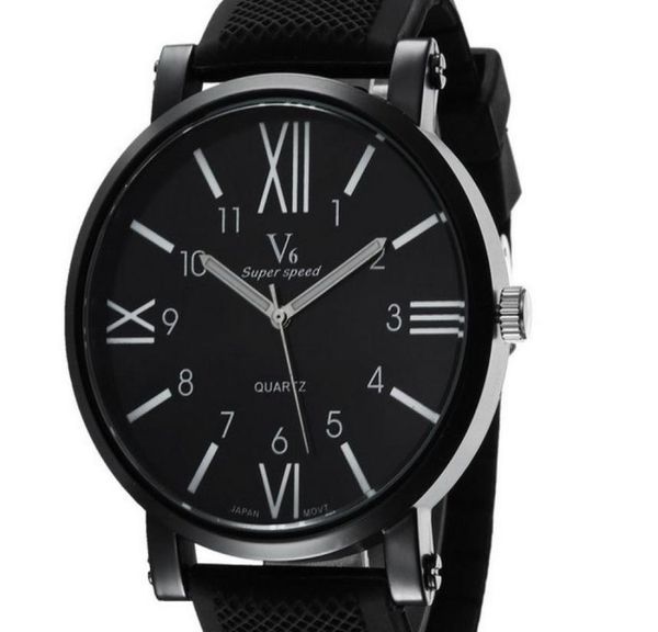 Novo quartzo V6 Casual Men observa os números da moda de graduação no relógio de silicone de graduação do silicone horle hours watch chri82996666