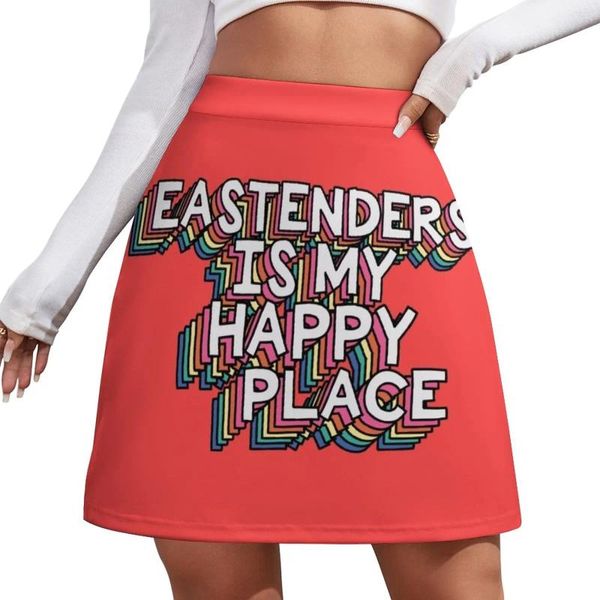 Saias EastEnders é meu Happy Place Mini saia Clowas de moda coreana