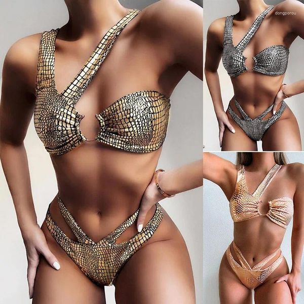 Bandagem de roupas de banho feminina Mulheres Sexy Snake Bikini 2024 Tu do maiô feminino Slivere Slivere Conjunto Biquini Bathing Suit Swim Wear