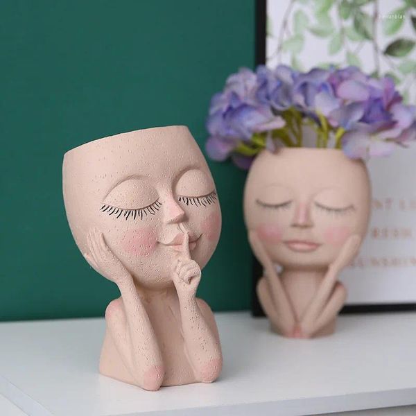 Вазы Nordic Kawaii Girl Sculpture Vase Vase Home Decor Living Room Tabletop цветочный расположение миниатюрная ландшафтная эстетика