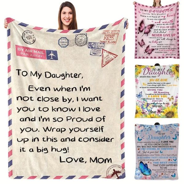 Decken 1PC zu meiner Tochter Decke von Mom Geschenken Geburtstag für Mutter Gif