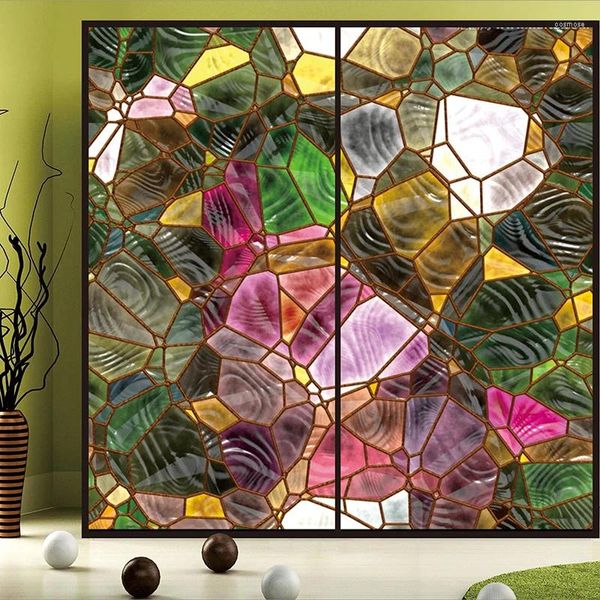Fensteraufkleber benutzerdefinierte Größe Film Buntes Stein Mosaik Muster Dekorative Privatsphäre geätzte Glaskirchengarderobe Tür