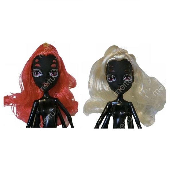 MONSTER BLACK MONSTRO DOLL CABEÇA 2 peças/lotes kit de instalação de bonecas de cabelo vermelho e branco