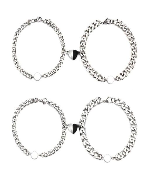 Armreifenpaare Magnetarmband Edelstahl Herzgespräche attraktives Armband für Männer und Frauen Valentine039day Geschenke5372657