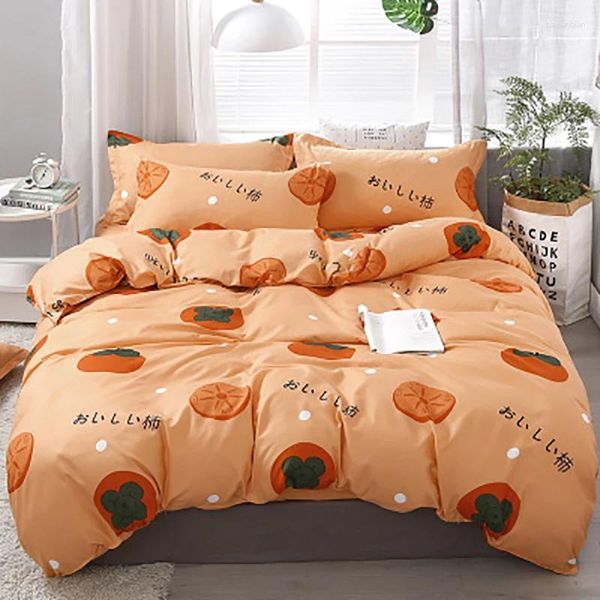 Bedding Sets 2024 Set Aloe Cotton Imprimindo simplicidade Animal Fruit Bed Sheet Captle Tampa travesseiro 4pcs Drop