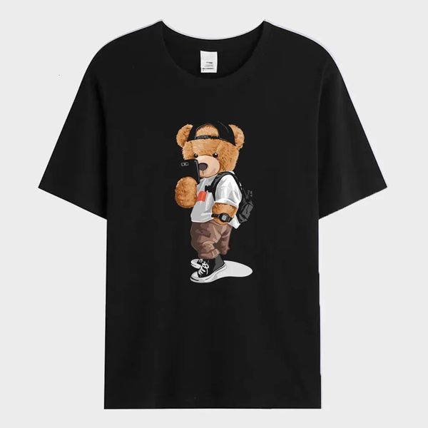 2024 T-shirt da uomo estivo orsacchiotti che possono prendere una maglietta stampata in cotone a manicotto a manicotto di tea oversize di cotone da uomo 240511